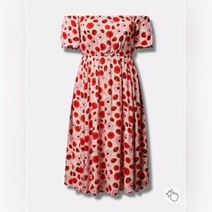 Torrid Retro Chic strawberry Midi Dress size 2